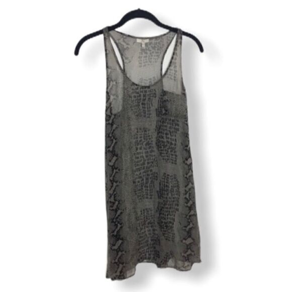 Joie Sheer Animal Print Racerback Tank Top Women’s Size Small Gray Long Layering - Picture 2 of 3